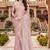 dusty peach color fendy silk blend foil print with zircon work saree