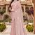 dusty peach color fendy silk blend foil print with zircon work saree
