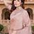 dusty peach color fendy silk blend foil print with zircon work saree