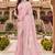 dusty pink color fendy silk blend foil print with zircon work saree
