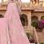 dusty pink color fendy silk blend foil print with zircon work saree