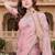 dusty pink color fendy silk blend foil print with zircon work saree