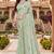 dusty pista color fendy silk blend foil print with zircon work saree