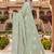 dusty pista color fendy silk blend foil print with zircon work saree