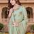 dusty pista color fendy silk blend foil print with zircon work saree