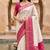 White color pochampally silk blend ikkat design zari border sarees