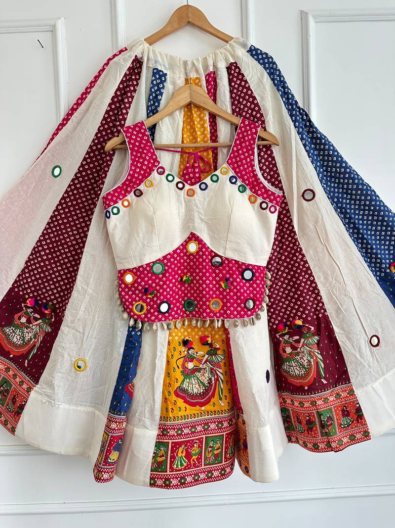 Multicolor Ajrakh Cotton Chaniya Choli