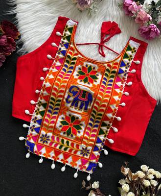 Navratri halter neck shell work designer blouse 2