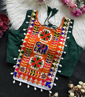 Navratri halter neck shell work designer blouse 2