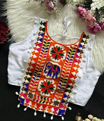 Navratri halter neck shell work designer blouse 1
