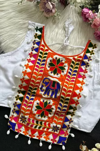 Navratri halter neck shell work designer blouse
