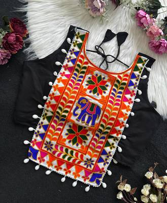 Navratri halter neck shell work designer blouse 1