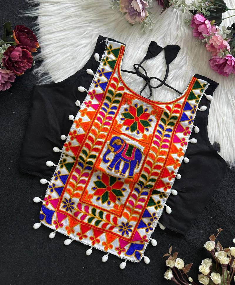 Navratri halter neck shell work designer blouse