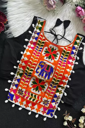 Navratri halter neck shell work designer blouse