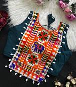 Navratri halter neck shell work designer blouse