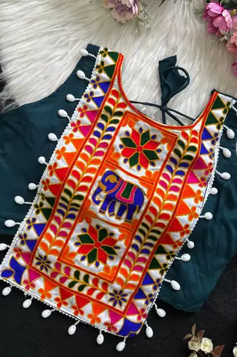 Navratri halter neck shell work designer blouse