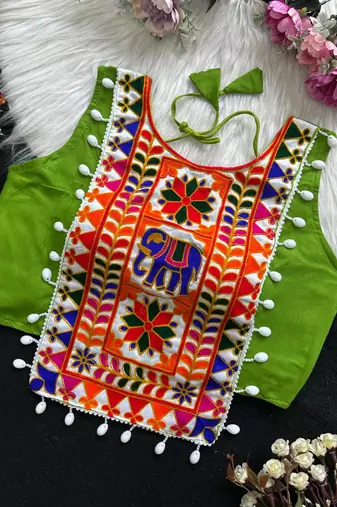 Navratri halter neck shell work designer blouse
