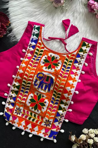 Navratri halter neck shell work designer blouse