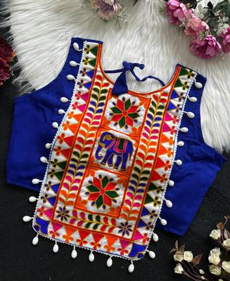 Navratri halter neck shell work designer blouse 1