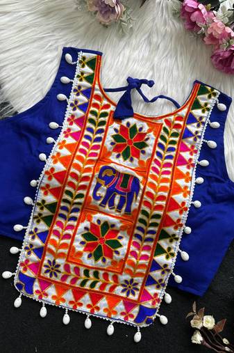 Navratri halter neck shell work designer blouse