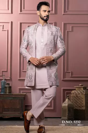 Pink open indowestern for men | premium men's ethnic wear