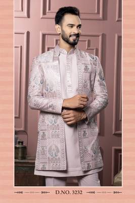 Pink open indowestern for men | premium men's ethnic wear 2