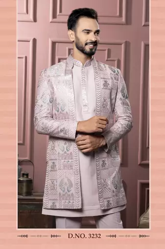 Pink open indowestern for men | premium men's ethnic wear
