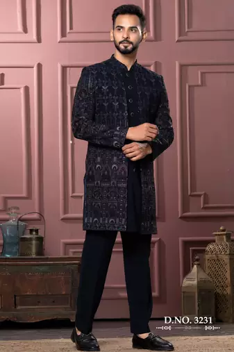Blue indowestern for men | premium men's ethnic wear