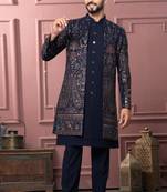 Navy blue indowestern for men | premium men's ethnic wear