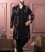 Black open indowestern for men | premium men's ethnic wear