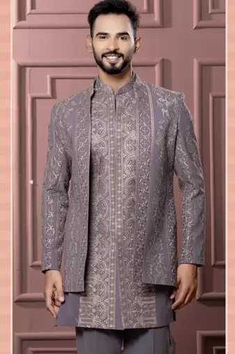 Pink open indowestern for men | premium men's ethnic wear