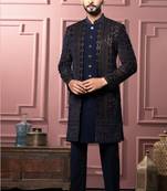 Midnight blue indowestern for men | men's ethnic wear