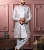 Grey open indowestern for men | men's ethnic wear