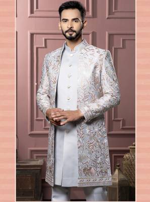 Grey open indowestern for men | men's ethnic wear 2