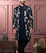 Turquoise open indowestern for men | men's ethnic wear
