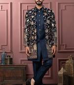 Turquoise blue indowestern for men | premium men's ethnic wear