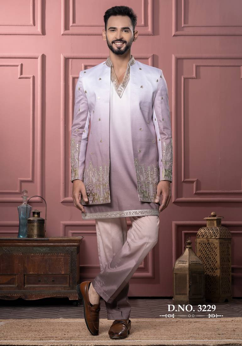 Pink shaded indowestern for men | premium men's ethnic wear