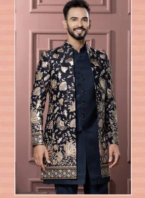 Turquoise blue indowestern for men | premium men's ethnic wear 2