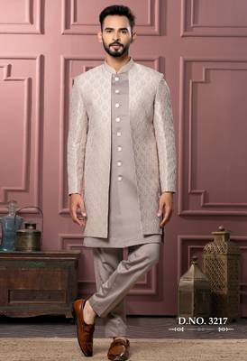 Pastel pink indowestern for men | premium men's ethnic wear 1