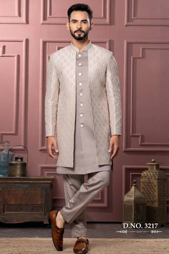 Pastel pink indowestern for men | premium men's ethnic wear
