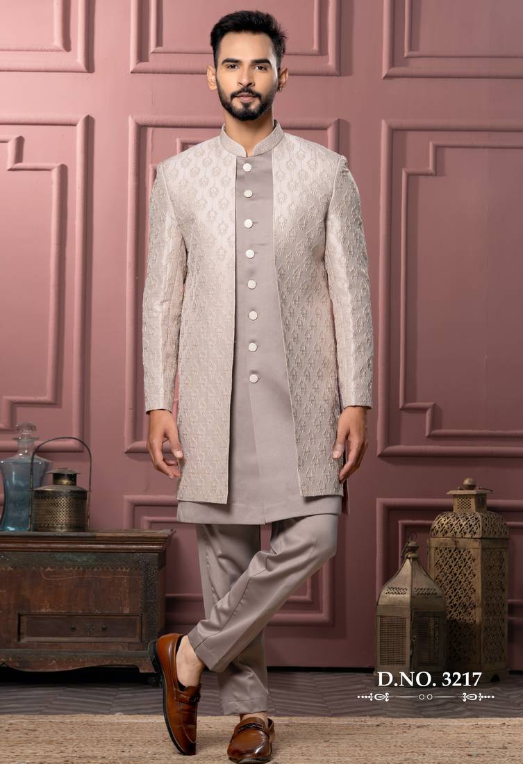 Pastel pink indowestern for men | premium men's ethnic wear