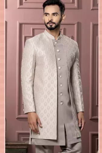 Pastel pink indowestern for men | premium men's ethnic wear