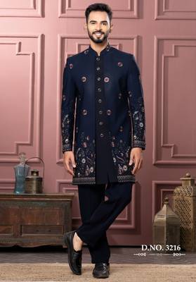 Blue indowestern for men | premium men's ethnic wear 1
