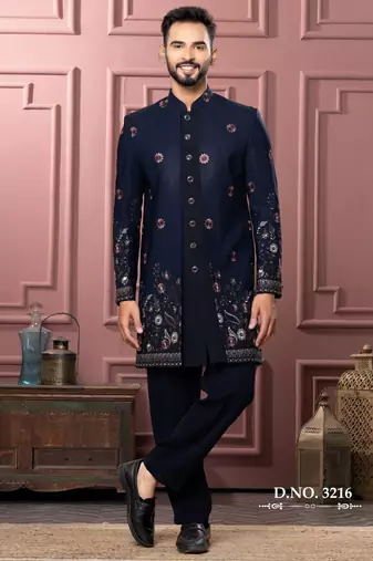 Blue indowestern for men | premium men's ethnic wear