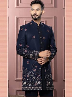 Blue indowestern for men | premium men's ethnic wear 2