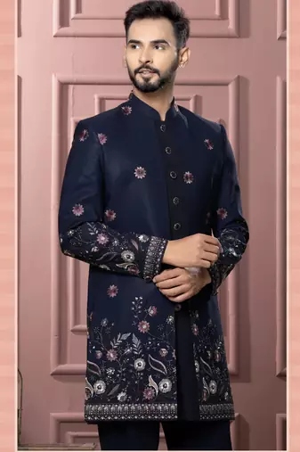 Blue indowestern for men | premium men's ethnic wear