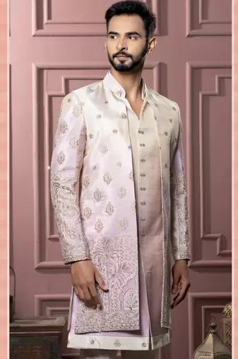 Pink open indowestern for men | premium men's ethnic wear