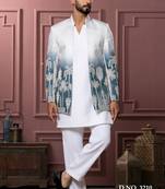 Blue shaded open indowestern for men | premium men's ethnic wear