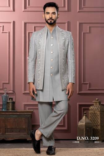 Pastel pista open indowestern for men | premium men's ethnic wear