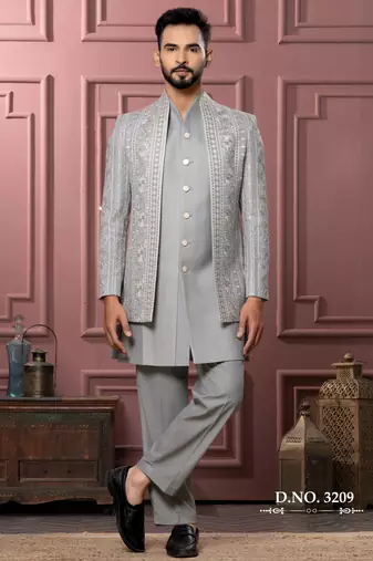 Pastel pista open indowestern for men | premium men's ethnic wear